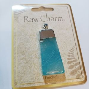 Raw Charm Turquoise Blue Silver Pendant NEW